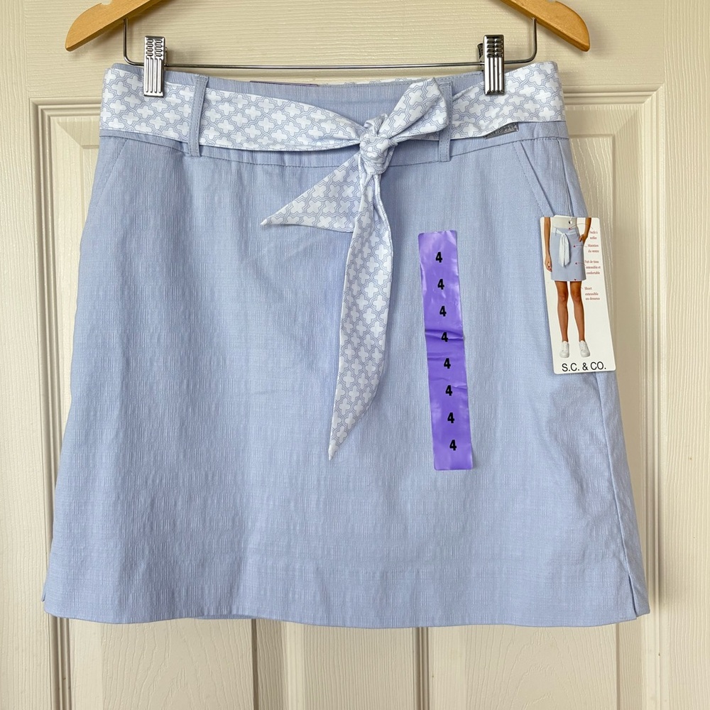 S.C.& Co. Pull On Skort Light Blue w/ Tie Belt NWT Size 4